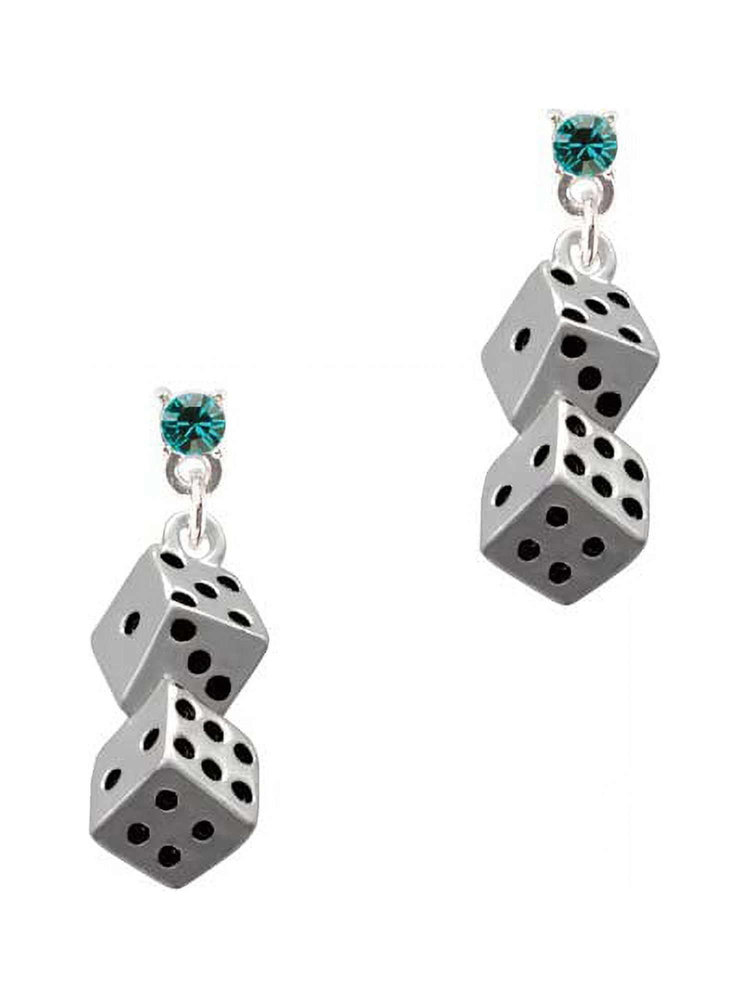 Pair of Dice Teal Crystal Post Earrings