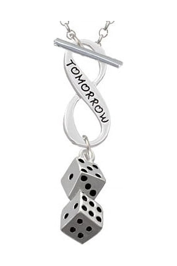 Pair of Dice Today Tomorrow Infinity Toggle Chain Necklace