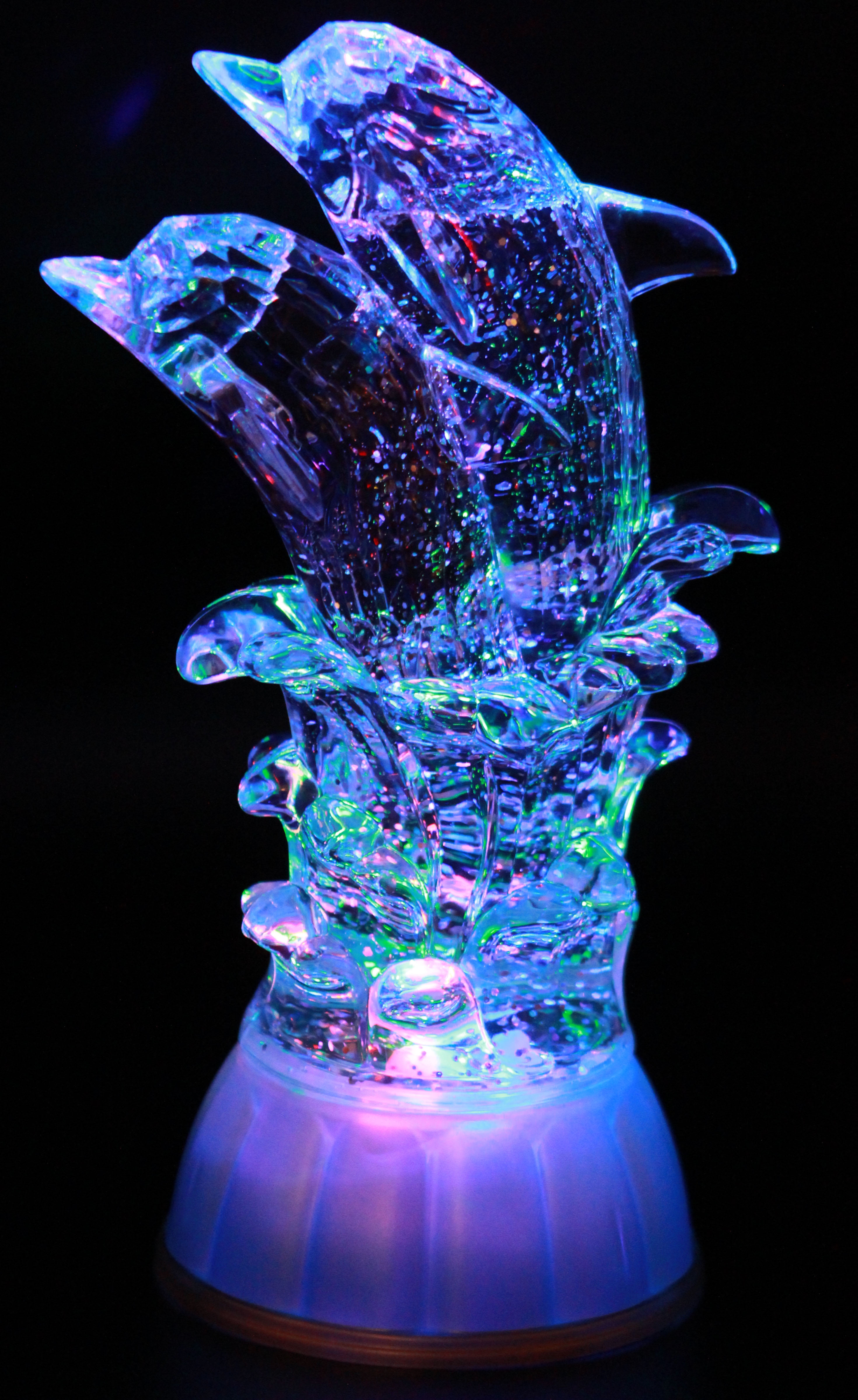11" Multicolor LED Lighted Sparkling Dolphin Figurine