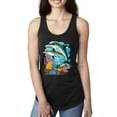 thumbnail image 1 of Pair of Dolphins Swimming in Ocean Animal Lover Ladies Racerback Tank Top, Black, Small, 1 of 3