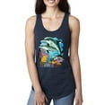 thumbnail image 1 of Pair of Dolphins Swimming in Ocean Animal Lover Ladies Racerback Tank Top, Navy, Medium, 1 of 3