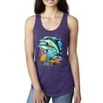thumbnail image 1 of Pair of Dolphins Swimming in Ocean Animal Lover Ladies Racerback Tank Top, Purple Rush, Large, 1 of 3