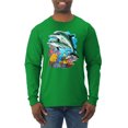thumbnail image 1 of Pair of Dolphins Swimming in Ocean Animal Lover Mens Long Sleeve Shirt, Kelly, Medium, 1 of 3