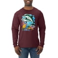 thumbnail image 1 of Pair of Dolphins Swimming in Ocean Animal Lover Mens Long Sleeve Shirt, Maroon, 2XL, 1 of 3
