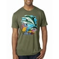 thumbnail image 1 of Pair of Dolphins Swimming in Ocean Animal Lover Mens Premium Tri Blend T-Shirt, Military Green, Medium, 1 of 3