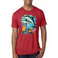 thumbnail image 1 of Pair of Dolphins Swimming in Ocean Animal Lover Mens Premium Tri Blend T-Shirt, Vintage Red, Medium, 1 of 3
