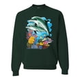 thumbnail image 1 of Pair of Dolphins Swimming in Ocean Animal Lover Unisex Crewneck Graphic Sweatshirt, Forest Green, X-Large, 1 of 3