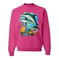 thumbnail image 1 of Pair of Dolphins Swimming in Ocean Animal Lover Unisex Crewneck Graphic Sweatshirt, Fuschia, Large, 1 of 3