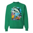 thumbnail image 1 of Pair of Dolphins Swimming in Ocean Animal Lover Unisex Crewneck Graphic Sweatshirt, Kelly, 3XL, 1 of 3