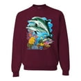 thumbnail image 1 of Pair of Dolphins Swimming in Ocean Animal Lover Unisex Crewneck Graphic Sweatshirt, Maroon, Large, 1 of 3