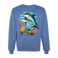 thumbnail image 1 of Pair of Dolphins Swimming in Ocean Animal Lover Unisex Crewneck Graphic Sweatshirt, Vintage Heather Blue, 2XL, 1 of 3