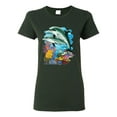 thumbnail image 1 of Pair of Dolphins Swimming in Ocean Animal Lover Womens Graphic T-Shirt, Forest Green, X-Large, 1 of 3