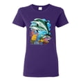 thumbnail image 1 of Pair of Dolphins Swimming in Ocean Animal Lover Womens Graphic T-Shirt, Purple, 2XL, 1 of 3