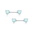 thumbnail image 1 of Pair of Double Heart Gem Nipple Rings Shields Barbells 14 Gauge 1/2" - 4 Colors, 1 of 8