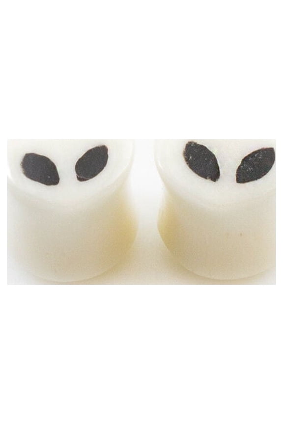 Pair of Ear Plugs made of Organic Horn Bone with Alien Design