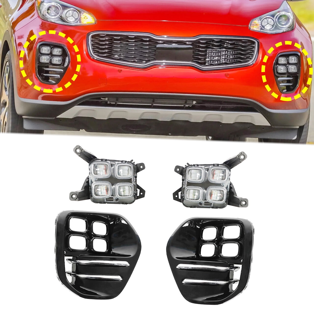 Pair of Fog Light Lamps Kit Fit for Kia Sportage 2017 2018