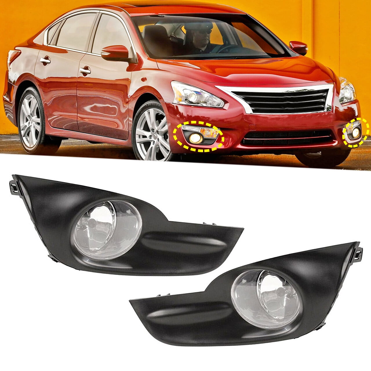Pair of Fog Light Lamps Kit Fit for Nissan Altima 2013 2014 2015