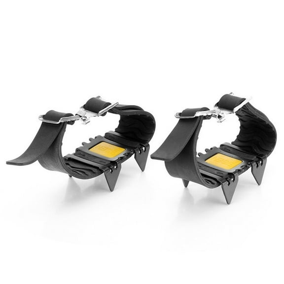 Pair of Four Teeth Snow Ice Climbing Anti Crampons Cleats Spikes Grips Antiskid Shoes Covers for Outdoor Climbing Hiking