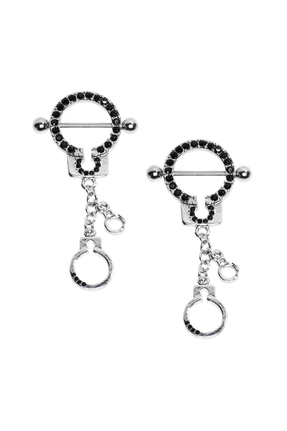 Pair of Gem Handcuff Nipple Shields 316L Surgical Steel - 2 Color Options