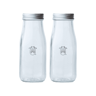 Almond Cow Glass Milk Bottles, Set of 2