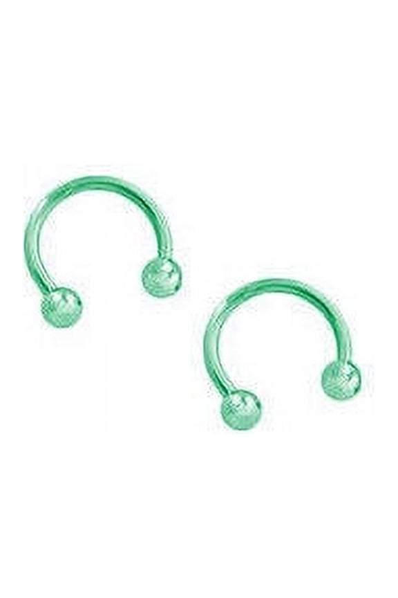 Pair of Green Anodized 14G Horseshoe Circular Barbell