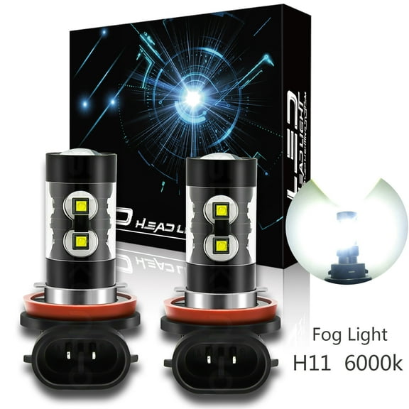 Pair of H11 LED Fog Driving Light Bulb Conversion Kit Super White Lamp