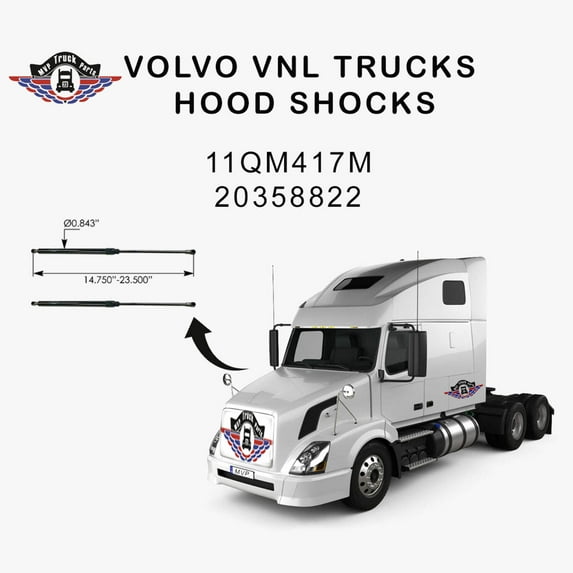 Pair of HOOD SHOCKS Compatible with Replacement VOLVO VNL