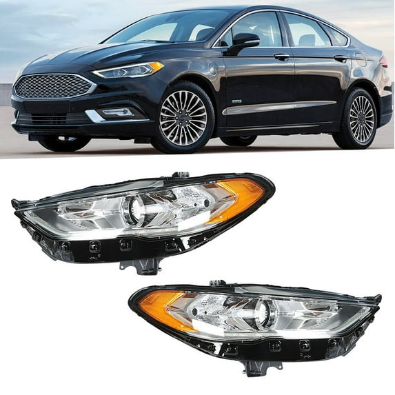 Pair of Headlight Housing Assembly Headlamps Fit for Ford Fusion 2017 2018 2019 (without Bulbs)