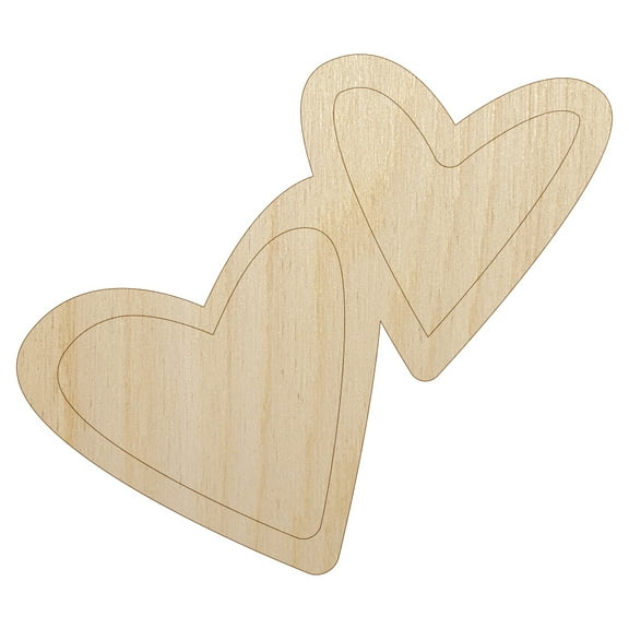 Pair of Hearts Love Wood Shape Unfinished Piece Cutout Craft DIY Projects - 4.70 Inch Size - 1/4 Inch Thick