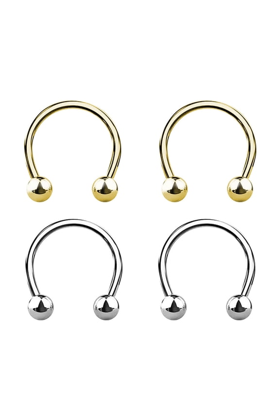 Pair of Horseshoe Eyebrow Ear Cartilage Piercings Ion Plated Gold 18 Gauge 10mm