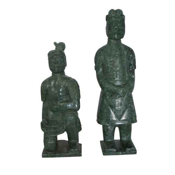 Pair of Japanese Warriors Made of Jade - Size: 6"L x 5"W x 17"H.