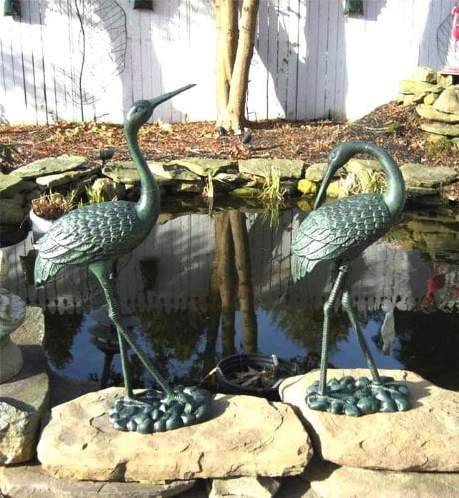 Pair of Large Iron Egrets Egret Garden Statue Green