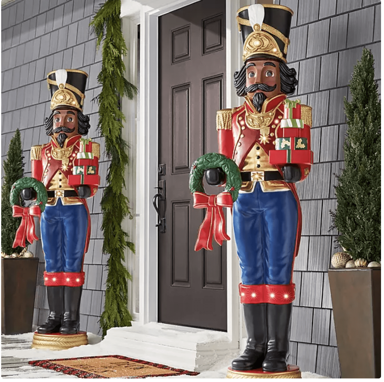 Pair of LifeSize 6' Multicultural Nutcracker with LED Lights & Music