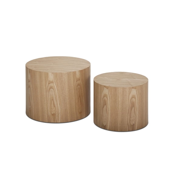 Pair of MDF Tables in Oak Color - Great for Leisure Time