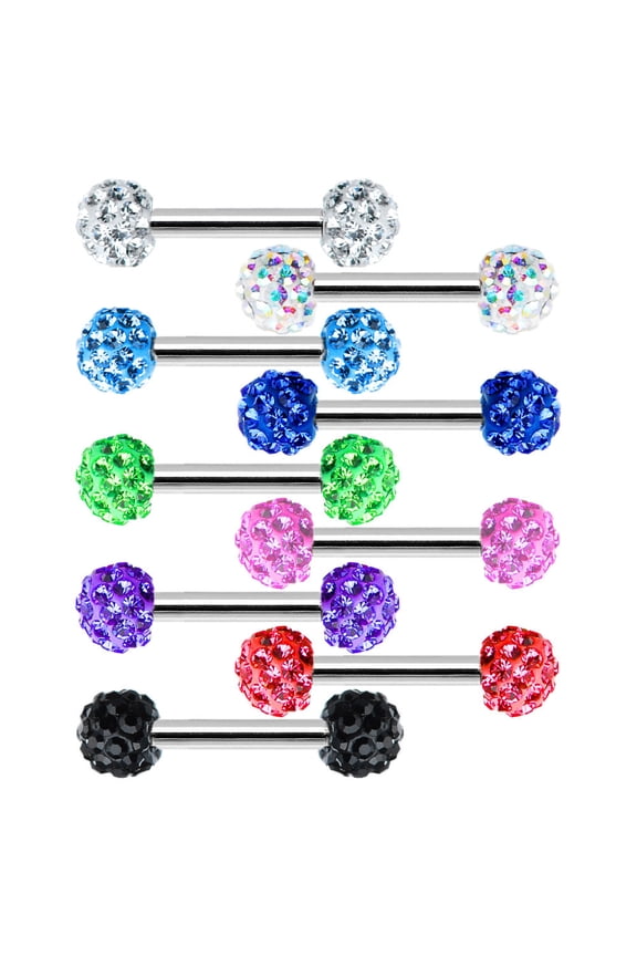 Pair of Nipple Ring Body Jewelry Barbells Round Ferido Ball 16G Barbell