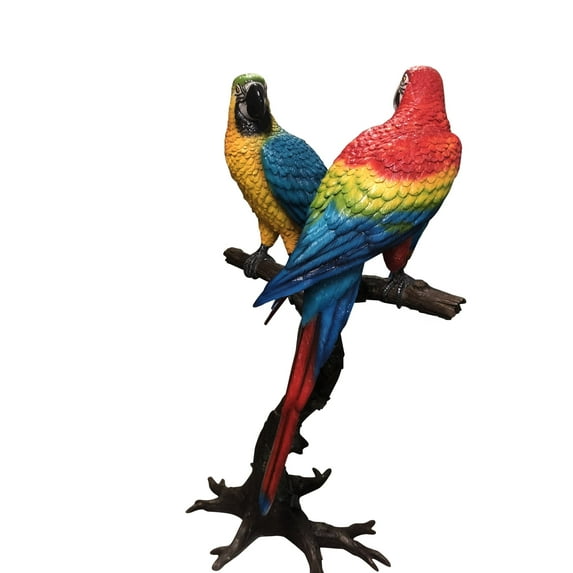 Nifao Pair of Parrots on a tree - Bronze Statue – Garden Outdoor Decor Sculpture, 43"L x 28"W x 67"H