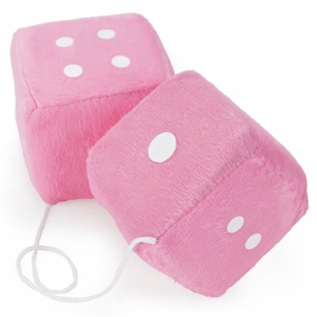 Pair of Pink 3 in Hanging Fuzzy Dice