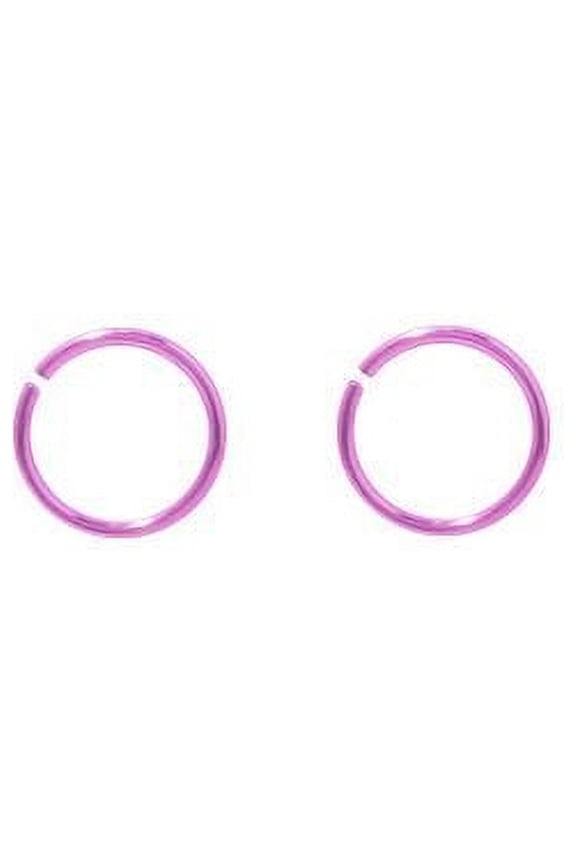 Pair of Pink Hoops Seamless Rings for Cartilage, Nose and Lips 18G 5/16 6MM