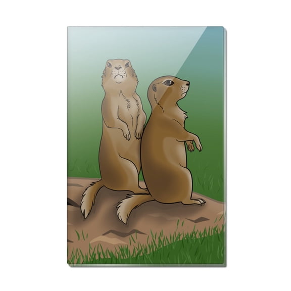 Pair of Prairie Dogs Rectangle Acrylic Fridge Refrigerator Magnet