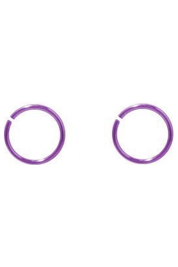 Pair of Purple Hoops Seamless rings for cartilage, Nose and lips 18G 5/16 6MM