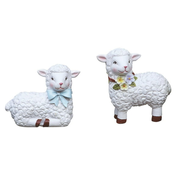 Pair of Reading Sheep Resin Statues  Durable Outdoor Garden Decor with Weatherproof Coating, Romantic Farmhouse Ornaments for Patio/Entryway