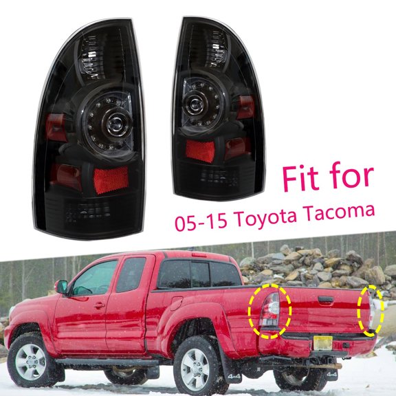 Pair of Rear Tail Light Lamp Housing Assembly Fit for Toyota Tacoma 2005-2015, Black
