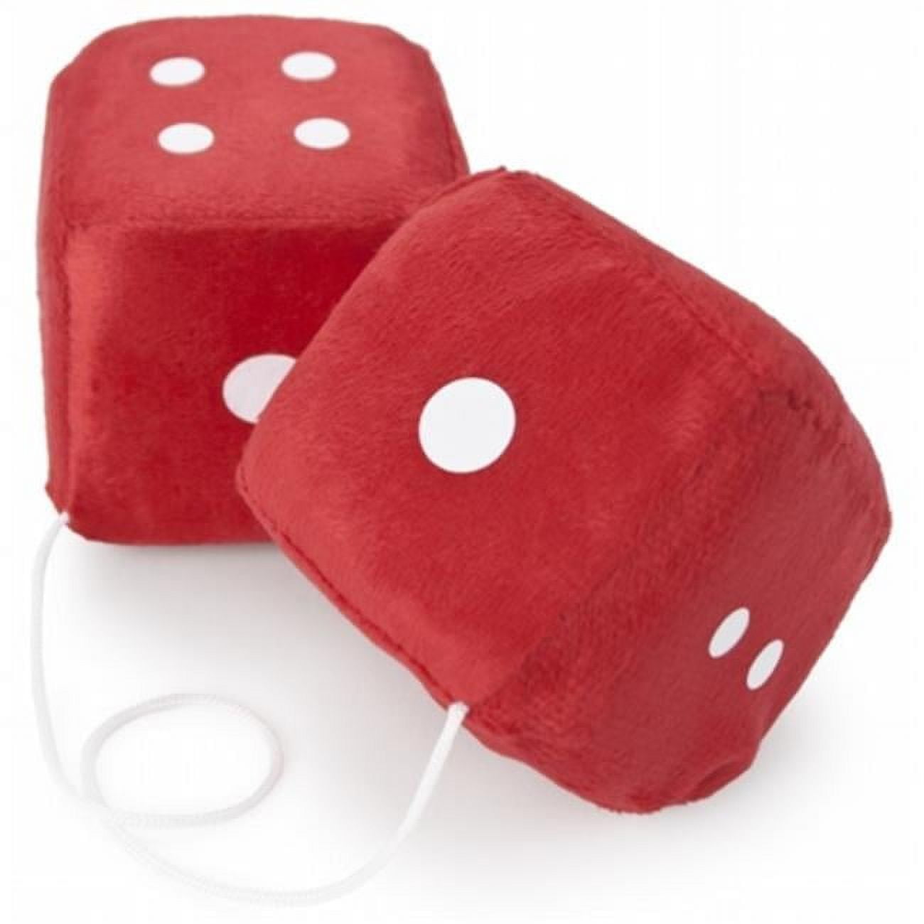Pair of Red 3 in Hanging Fuzzy Dice