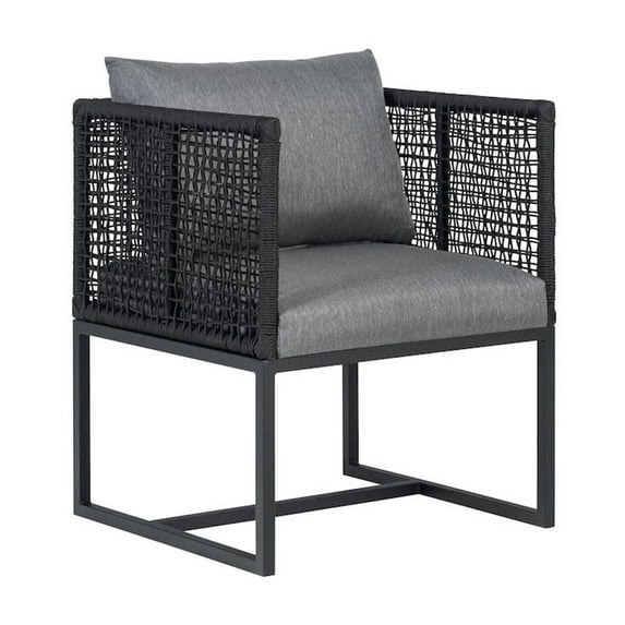 Pair of Sardinia Outdoor Aluminum Dining Chair with Rope Design - Black