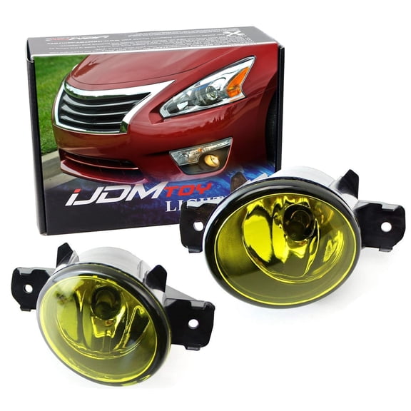 Pair of Selective Yellow Lens Halogen Fog Lamps For Nissan & Infiniti, Driver Passenger Side Assembly w/ (2) 55W H11 Halogen Bulbs
