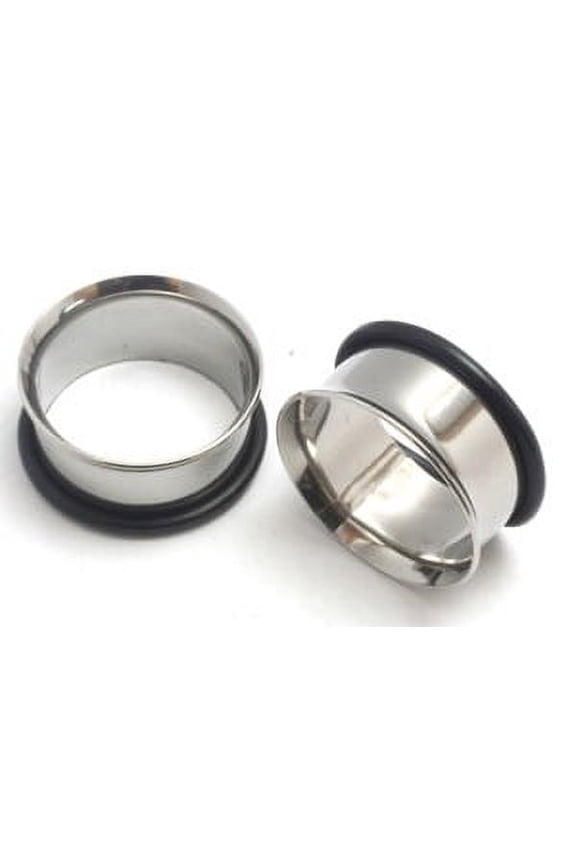 Pair of 00g 10mm Single Flare Surgical STEEL TUNNELS Ear gauges stretching plugs