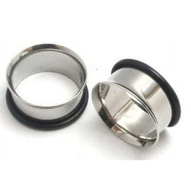 Pair of 1 inch 25mm Single Flare Surgical STEEL TUNNELS Ear gauges stretching plugs