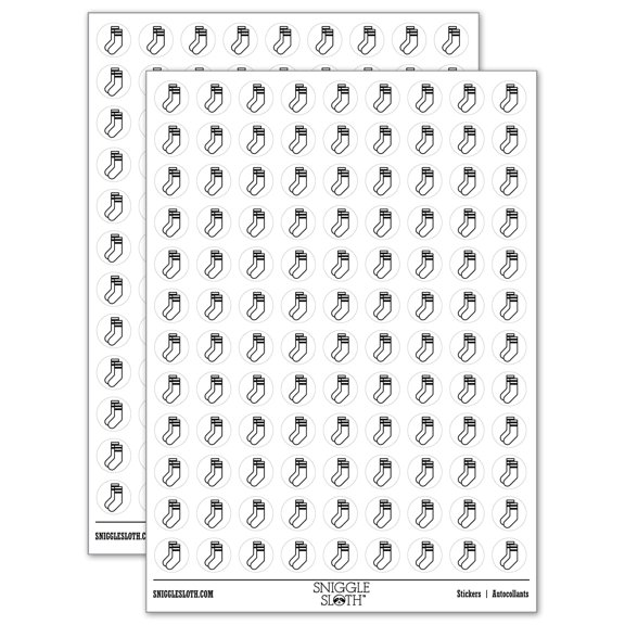 Pair of Socks Sport Laundry 200+ Round Stickers - White - Matte Finish - 0.50" Size
