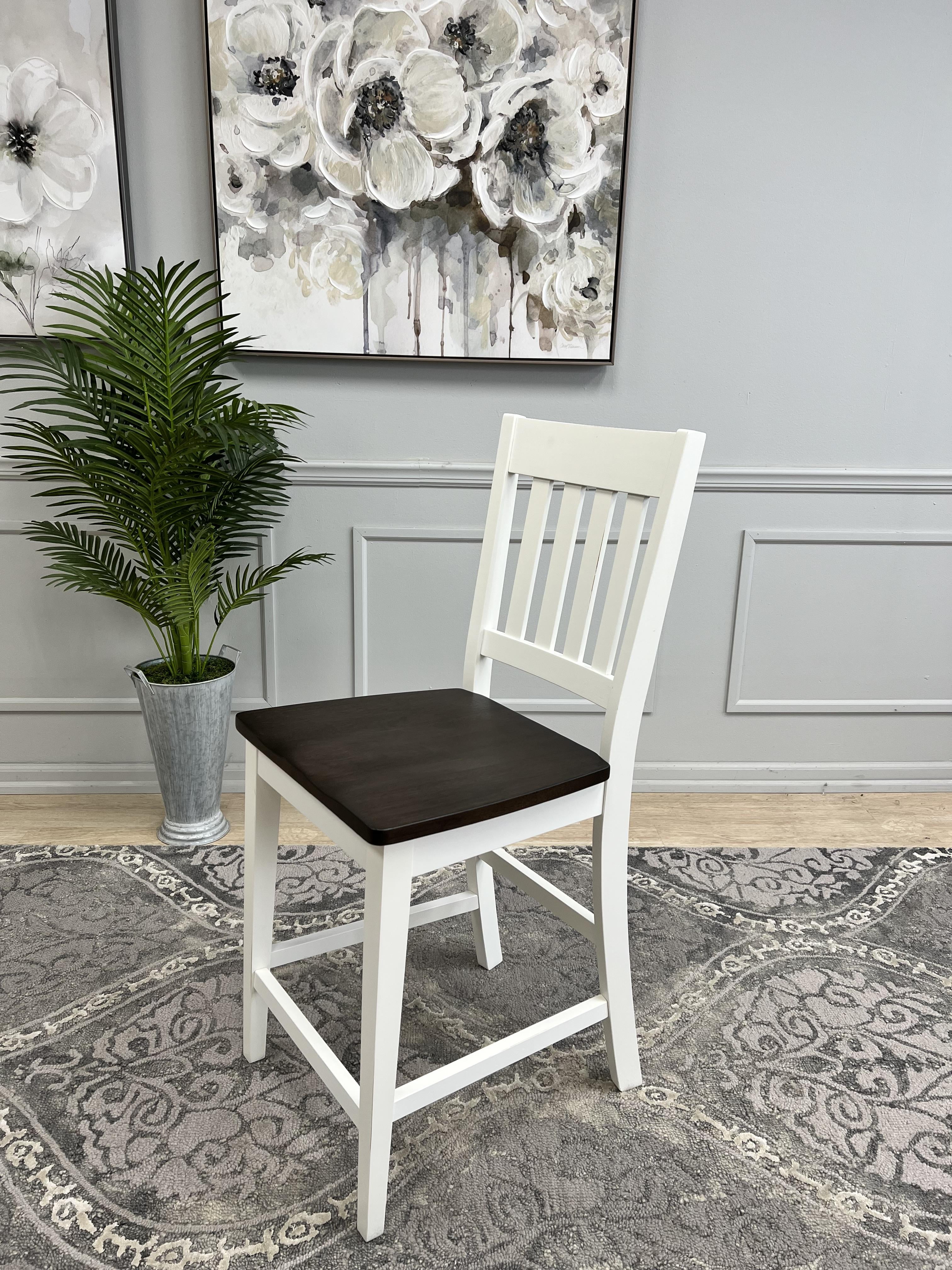 Pair of Solid Hardwood Counter Height Chairs
