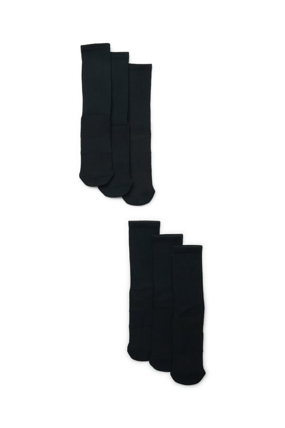 Men's Performance Stretch Crew Socks, 6-Pack, Shoe Sizes 6-12